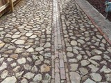 Cobblestone and Brick Driveway