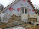 Natural Stone Veneer, Garage Gable End, In Progress