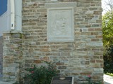 Baker Park Bandshell Front Stone Masonry w. Sculpted Inset  and Monument