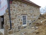 Raised Ribbon Mortar Joint. Natural Stone Veneer,  Reclaimed Field Stone.